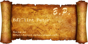 Bálint Petur névjegykártya